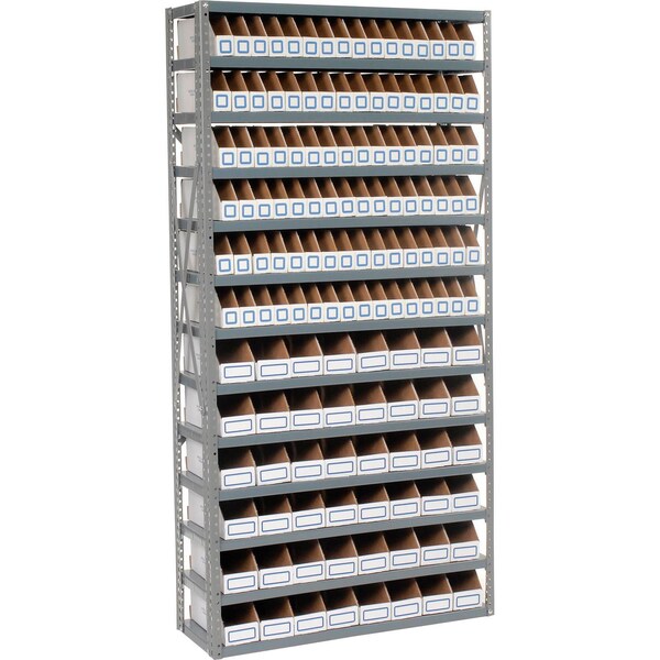 Global Industrial Steel Open Shelving with 144 Corrugated Shelf Bins 13 Shelves, 36x12x73 235005 - main